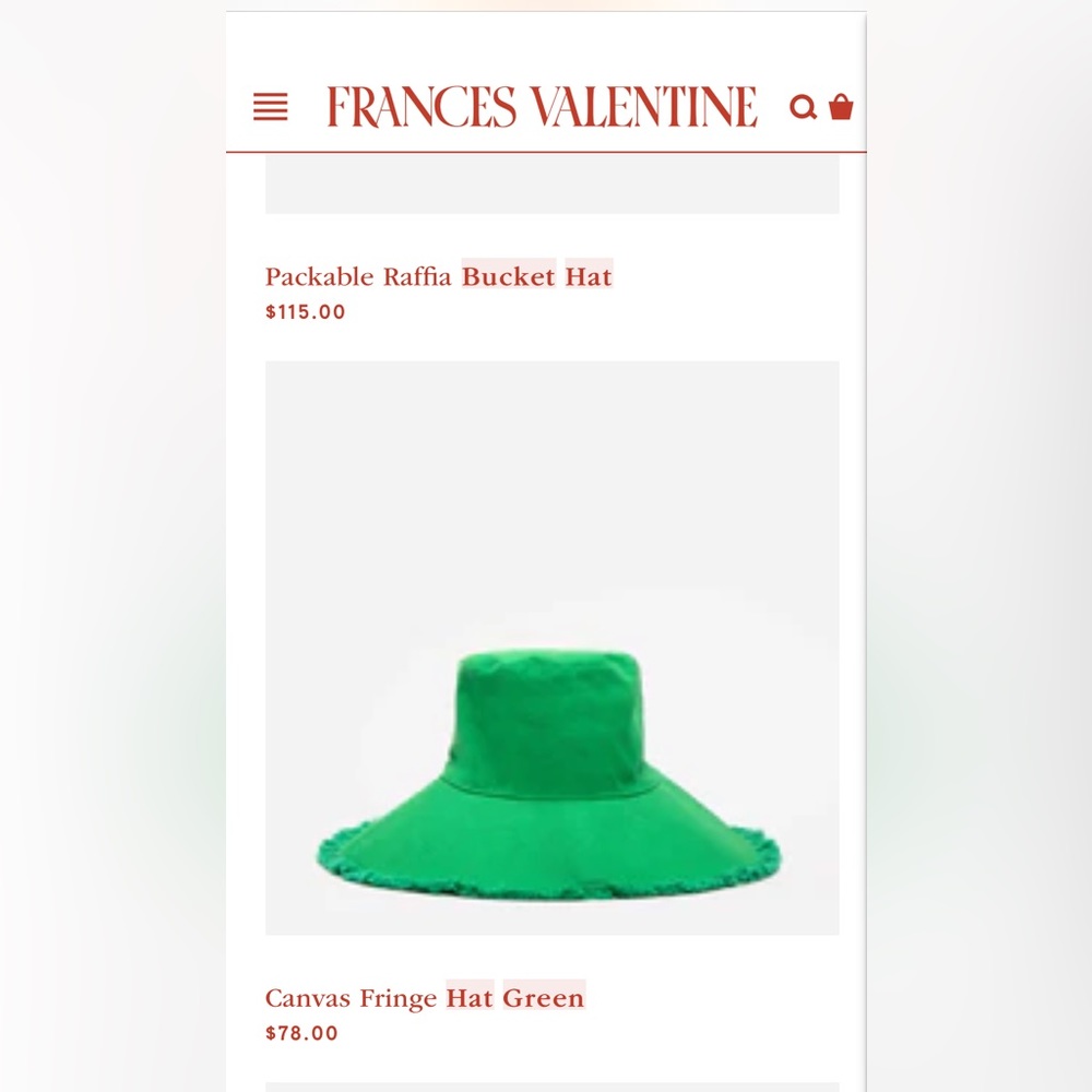 Frances Valentine bucket hat with fringe. Green. New with tags